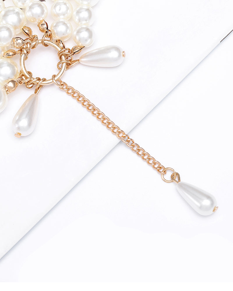 White Pearl Waist Chain Layered Chest Chain Set