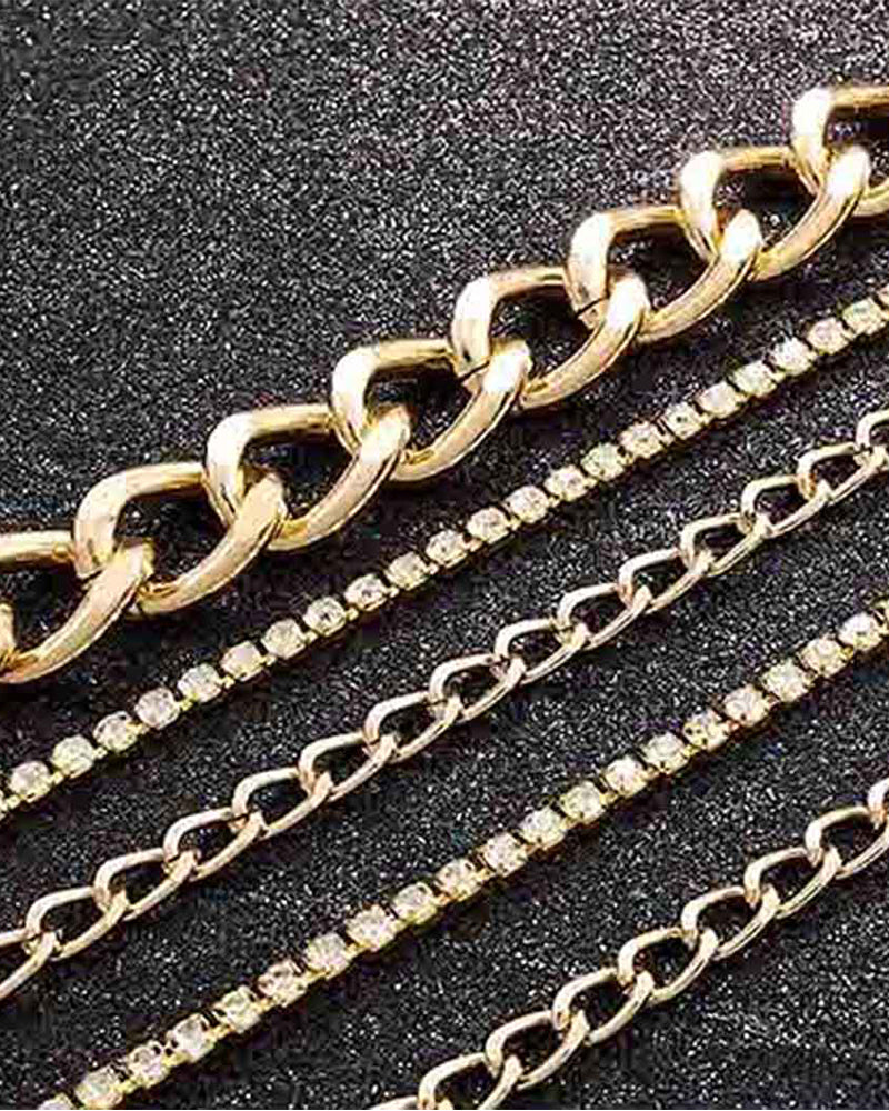 Gold Punk Waist Chain Layered Rhinestone Belly Chain Body Jewelry